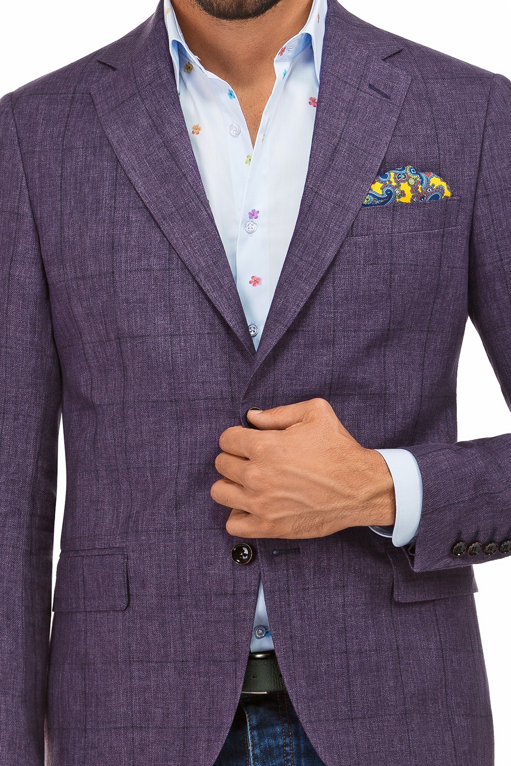 purple check blazer
