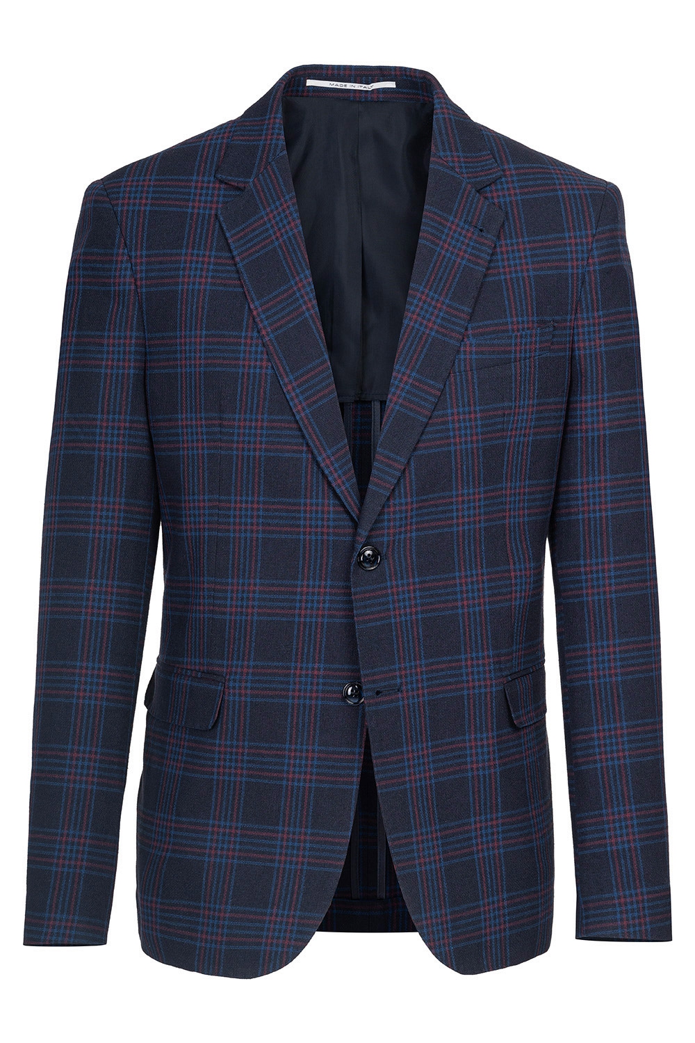 navy check blazer
