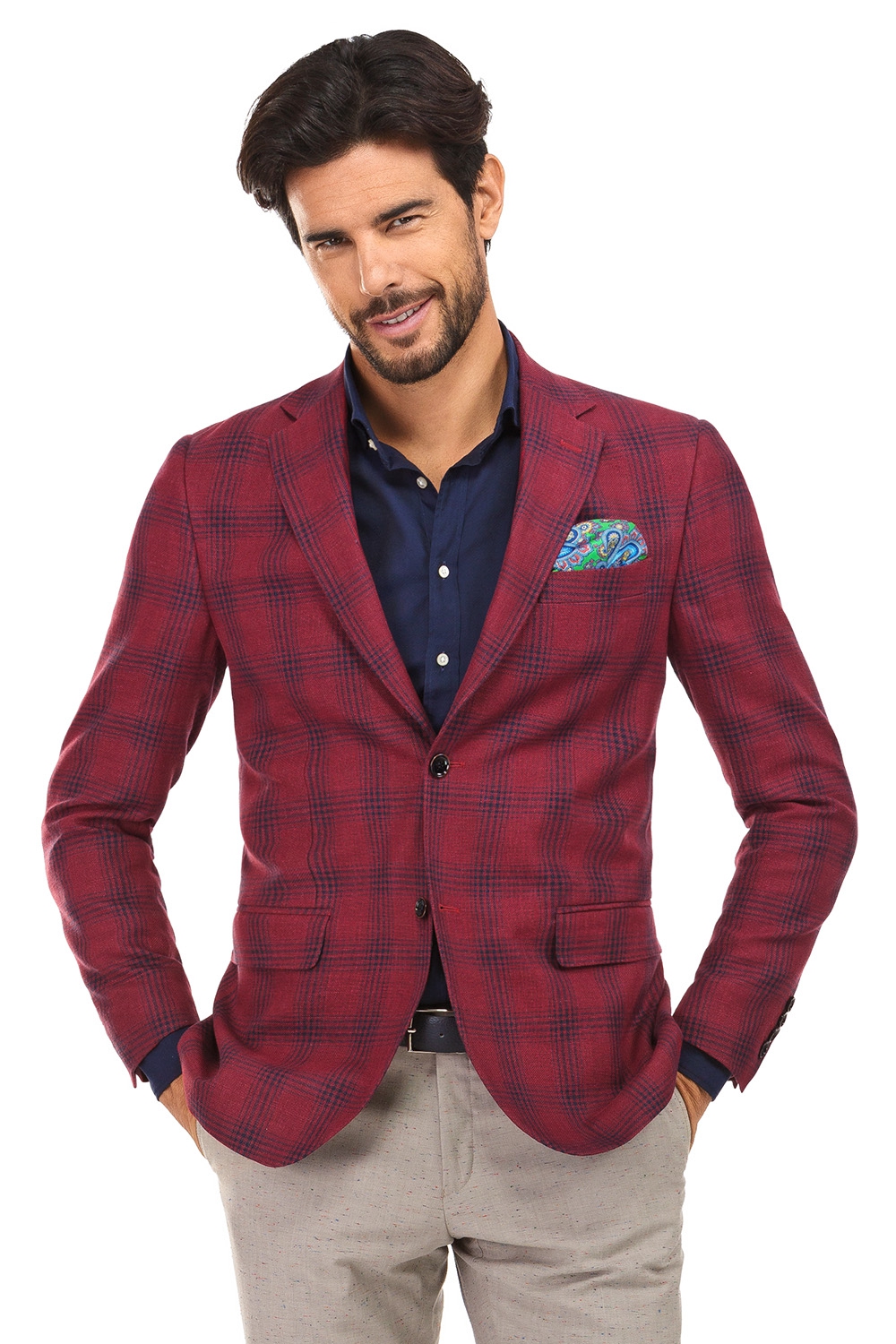 Red new arrivals check blazer