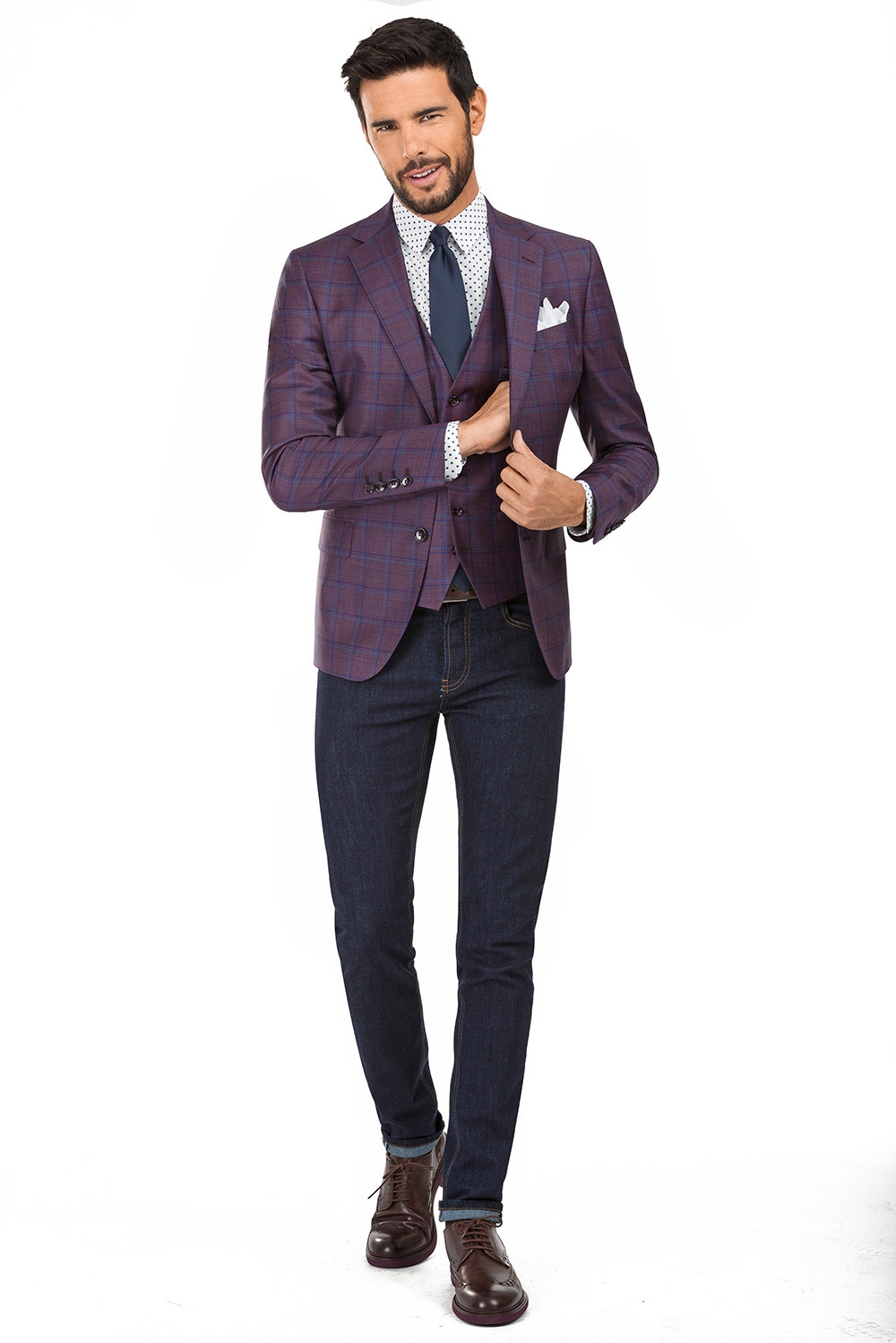 Purple sales check blazer