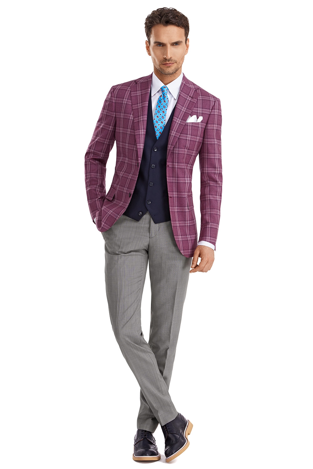 Purple check blazer clearance