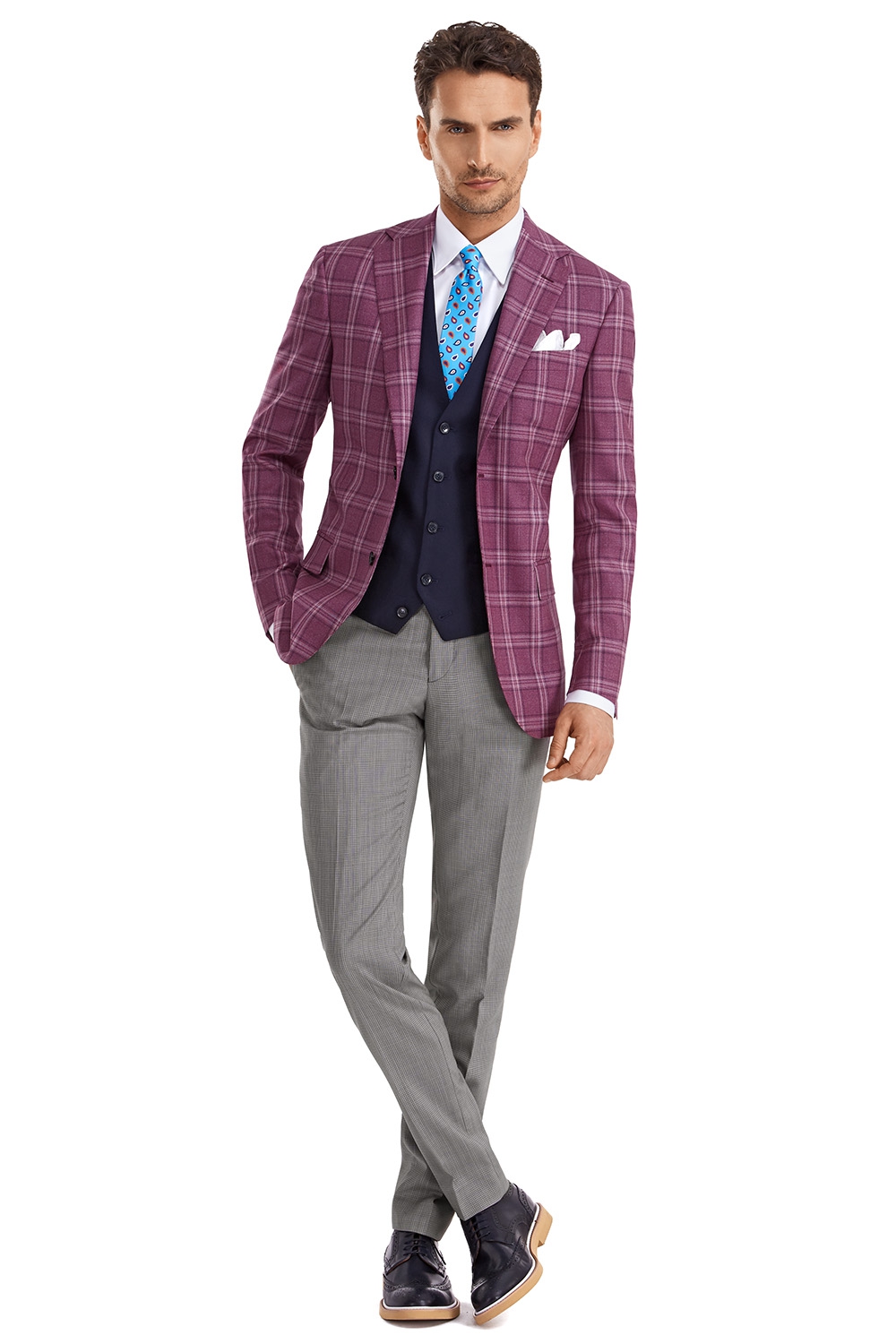 purple check blazer