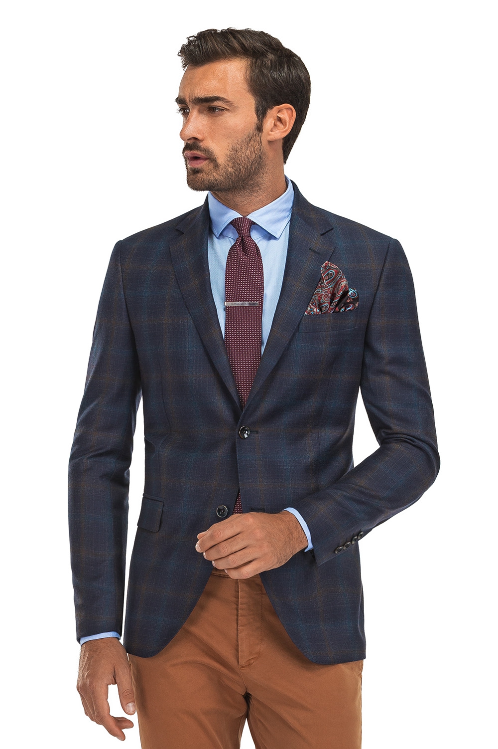 Navy checked hotsell blazer mens