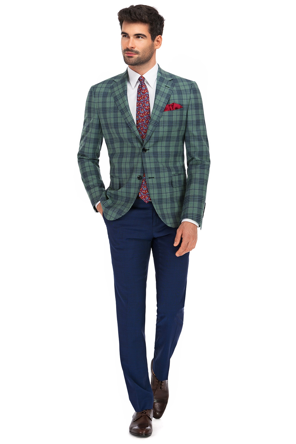 Green check hot sale blazer mens