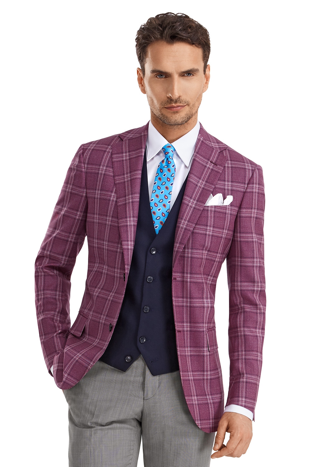 Purple check blazer clearance
