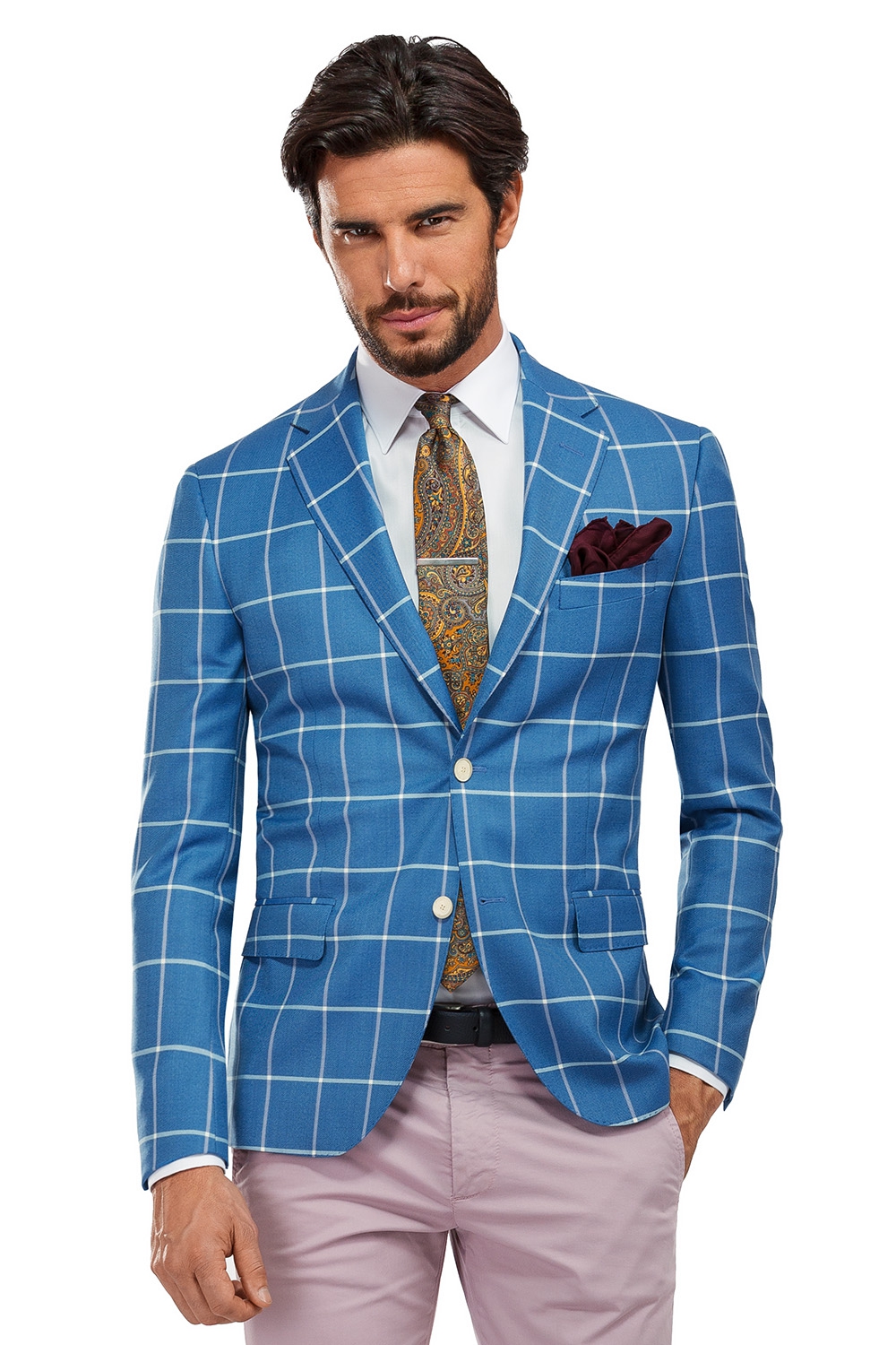 blue checks blazer