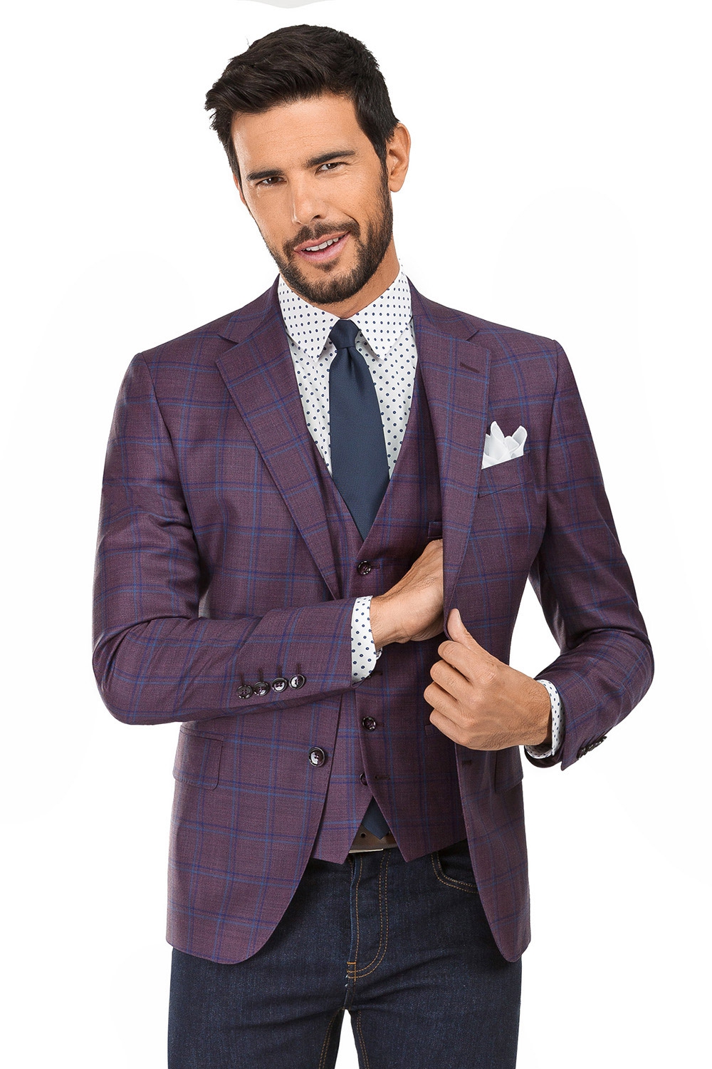 Purple check blazer clearance